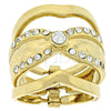 Anillo de Boda 5.164.005.08 Oro Laminado, Diseño de Triple, con Blanca Cristal, Mate, Tono Dorado (Size 8)