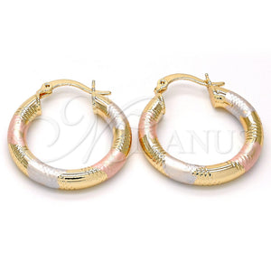 Argolla Pequeña 5.139.020.1.25 Oro Laminado, Diseño de Hueco, Diamantado, Tres Tonos