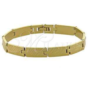 Pulsera Solida 5.018.007.1 Oro Laminado, Diamantado, Tono Dorado (04 MM Thickness, 8 Inches Length)