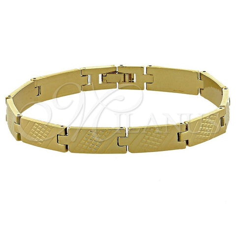 Pulsera Solida 5.018.007.1 Oro Laminado, Diamantado, Tono Dorado (04 MM Thickness, 8 Inches Length)