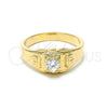 Anillo de Hombre 5.175.030.06 Oro Laminado, Diseño de Solitario, con Blanca Zirconia Cubica, Diamantado, Tono Dorado (Size 6)