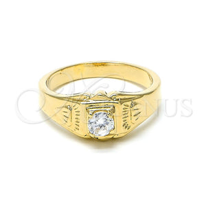 Anillo de Hombre 5.175.030.07 Oro Laminado, Diseño de Solitario, con Blanca Zirconia Cubica, Pulido, Tono Dorado (Size 7)