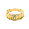 Anillo de Hombre 5.175.022.07 Oro Laminado, Diseño de Solitario, con Blanca Zirconia Cubica, Pulido, Tono Dorado (Size 7)
