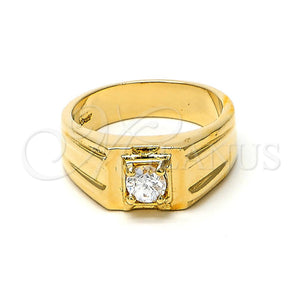 Anillo de Hombre 5.175.034.07 Oro Laminado, Diseño de Solitario, con Blanca Zirconia Cubica, Mate, Tono Dorado (Size 7)