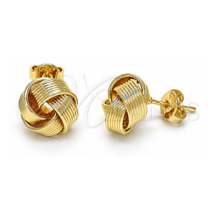 Arete Dormilona 02.63.2373 Oro Laminado, Diseño de Nudo, Pulido, Tono Dorado