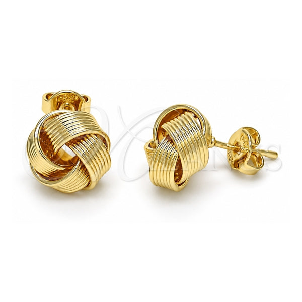 Arete Dormilona 02.63.2373 Oro Laminado, Diseño de Nudo, Pulido, Tono Dorado