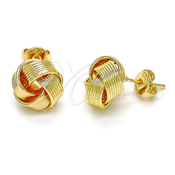 Arete Dormilona 02.63.2373 Oro Laminado, Diseño de Nudo, Pulido, Tono Dorado
