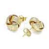 Arete Dormilona 02.63.2378 Oro Laminado, Diseño de Nudo, Diamantado, Tono Dorado