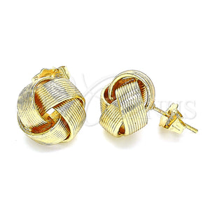 Arete Dormilona 02.63.2378 Oro Laminado, Diseño de Nudo, Diamantado, Tono Dorado