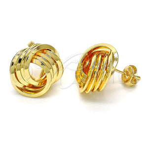Arete Dormilona 02.63.2379 Oro Laminado, Diseño de Nudo, Pulido, Tono Dorado