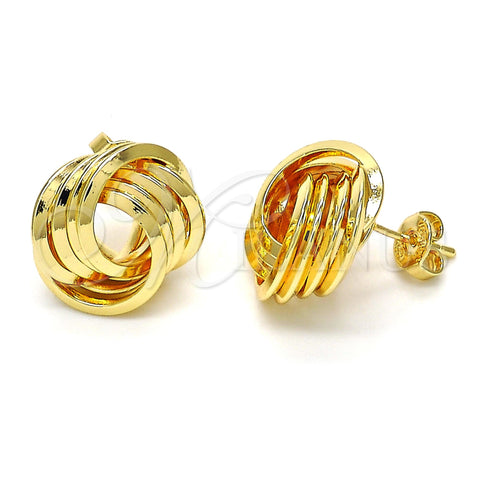 Arete Dormilona 02.63.2379 Oro Laminado, Diseño de Nudo, Pulido, Tono Dorado