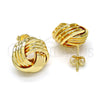 Arete Dormilona 02.63.2380 Oro Laminado, Diseño de Nudo, Pulido, Tono Dorado