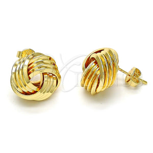 Arete Dormilona 02.63.2380 Oro Laminado, Diseño de Nudo, Pulido, Tono Dorado