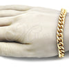 Pulsera Básica 04.63.0130.1.08 Oro Laminado, Diseño de Miami Cubana, Pulido, Tono Dorado (250 Gauge, 09 MM Thickness, 8 Inches Length)