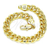 Pulsera Básica 04.63.0130.1.08 Oro Laminado, Diseño de Miami Cubana, Pulido, Tono Dorado (250 Gauge, 09 MM Thickness, 8 Inches Length)