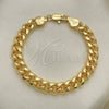Pulsera Básica 04.63.0130.1.08 Oro Laminado, Diseño de Miami Cubana, Pulido, Tono Dorado (250 Gauge, 09 MM Thickness, 8 Inches Length)