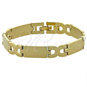 Pulsera Solida 5.035.002.2 Oro Laminado, Diseño de Besos y Abrazos, Pulido, Tono Dorado (05 MM Thickness, 8 Inches Length)