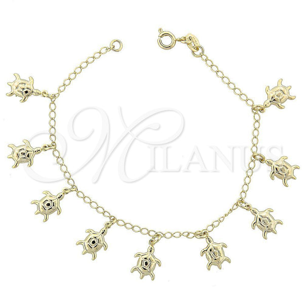 Pulsera de Dije 03.09.0037.07 Oro Laminado, Pulido, Tono Dorado (03 MM Thickness, 7 Inches Length)