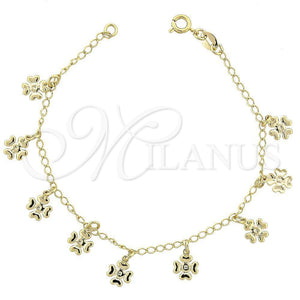 Pulsera de Dije 03.09.0038.07 Oro Laminado, Diseño de Flor, Diamantado, Tono Dorado (8 Inches Length)