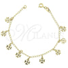 Pulsera de Dije 03.09.0038.07 Oro Laminado, Diseño de Flor, Diamantado, Tono Dorado (8 Inches Length)