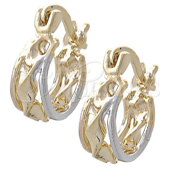 Argolla Pequeña 5.145.027.1 Oro Laminado, Diseño de Torcido, Pulido, Tres Tonos