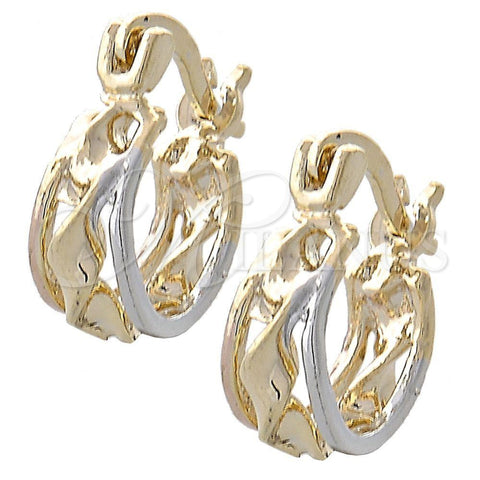 Argolla Pequeña 5.145.027.1 Oro Laminado, Diseño de Torcido, Pulido, Tres Tonos