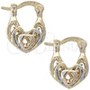 Argolla Pequeña 5.154.001.1 Oro Laminado, Diseño de Corazón y File, Diamantado, Tres Tonos