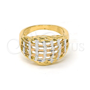 Anillo Elegante 5.173.020.08 Oro Laminado, Diseño de File, Pulido, Tres Tonos (Size 8)