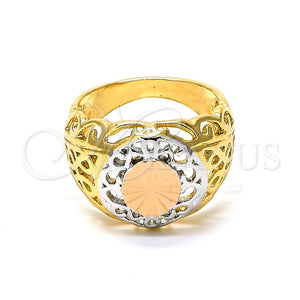 Anillo Elegante 5.173.009.08 Oro Laminado, Diseño de File, Diamantado, Tres Tonos (Size 8)