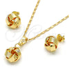 Juego de Arete y Dije de Adulto 10.63.0512 Oro Laminado, Diseño de Nudo, Pulido, Tono Dorado