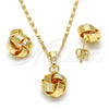 Juego de Arete y Dije de Adulto 10.63.0512 Oro Laminado, Diseño de Nudo, Pulido, Tono Dorado