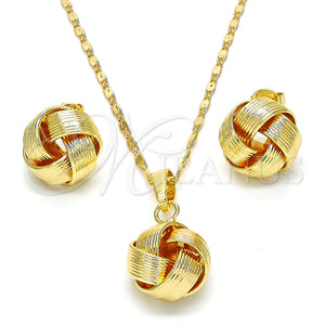 Juego de Arete y Dije de Adulto 10.63.0515 Oro Laminado, Diseño de Nudo, Pulido, Tono Dorado