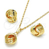 Juego de Arete y Dije de Adulto 10.63.0516 Oro Laminado, Diseño de Nudo, Pulido, Tono Dorado