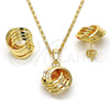 Juego de Arete y Dije de Adulto 10.63.0516 Oro Laminado, Diseño de Nudo, Pulido, Tono Dorado