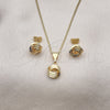 Juego de Arete y Dije de Adulto 10.63.0516 Oro Laminado, Diseño de Nudo, Pulido, Tono Dorado