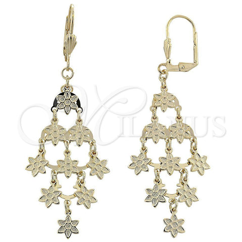 Arete Chandelier 02.63.2209 Oro Laminado, Diseño de Flor, Mate, Tono Dorado