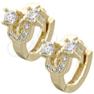Argolla Huggie 02.155.0032 Oro Laminado, con Blanca Zirconia Cubica, Pulido, Tono Dorado