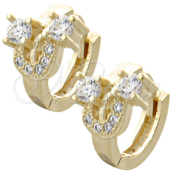 Argolla Huggie 02.155.0032 Oro Laminado, con Blanca Zirconia Cubica, Pulido, Tono Dorado