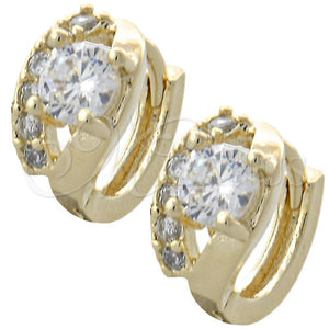 Argolla Huggie 02.155.0030 Oro Laminado, con Blanca Zirconia Cubica, Pulido, Tono Dorado