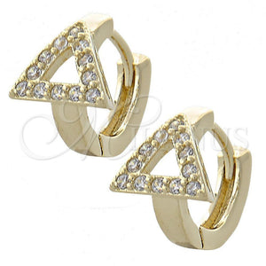 Argolla Huggie 02.155.0047 Oro Laminado, con Blanca Zirconia Cubica, Pulido, Tono Dorado