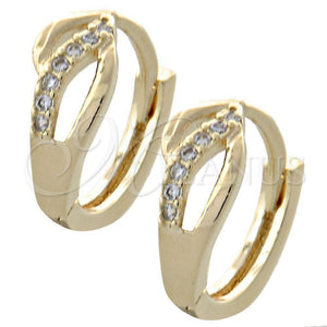 Argolla Huggie 02.155.0053 Oro Laminado, con Blanca Zirconia Cubica, Pulido, Tono Dorado