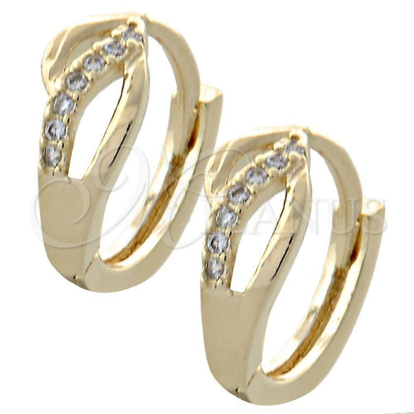 Argolla Huggie 02.155.0053 Oro Laminado, con Blanca Zirconia Cubica, Pulido, Tono Dorado