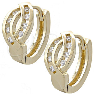 Argolla Huggie 02.155.0031 Oro Laminado, con Blanca Zirconia Cubica, Pulido, Tono Dorado