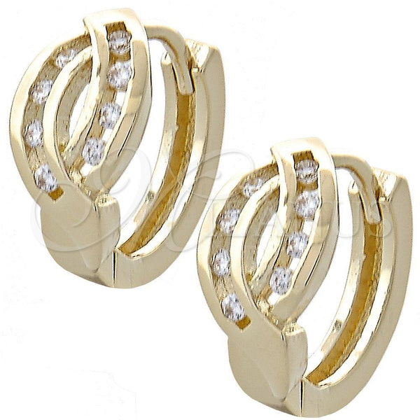 Argolla Huggie 02.155.0031 Oro Laminado, con Blanca Zirconia Cubica, Pulido, Tono Dorado