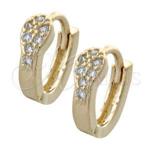Argolla Huggie 02.155.0043 Oro Laminado, con Blanca Micro Pave, Pulido, Tono Dorado