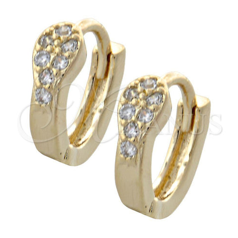 Argolla Huggie 02.155.0043 Oro Laminado, con Blanca Micro Pave, Pulido, Tono Dorado