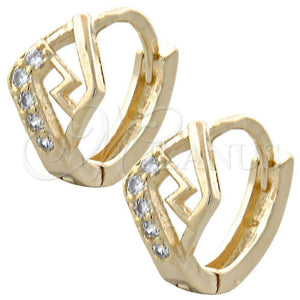 Argolla Huggie 02.155.0020 Oro Laminado, con Blanca Zirconia Cubica, Pulido, Tono Dorado