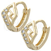 Argolla Huggie 02.155.0020 Oro Laminado, con Blanca Zirconia Cubica, Pulido, Tono Dorado
