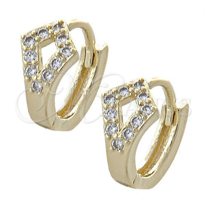 Argolla Huggie 02.155.0041 Oro Laminado, con Blanca Zirconia Cubica, Pulido, Tono Dorado
