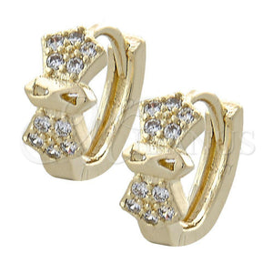 Argolla Huggie 02.155.0027 Oro Laminado, con Blanca Zirconia Cubica, Pulido, Tono Dorado